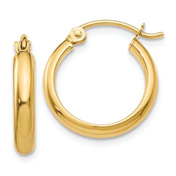 14k Yellow Gold 1/2" Round Tube Hoop Earrings