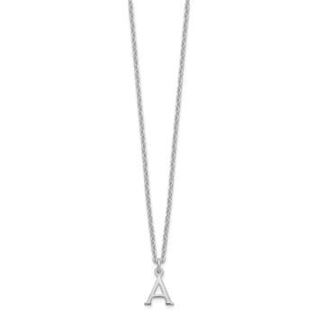 Rhodium Over Sterling Silver Cutout Letter A Initial Necklace