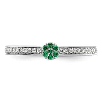 14K White Gold Stackable Expressions Lab Created Emerald and Diamond
Ring 0.075ctw