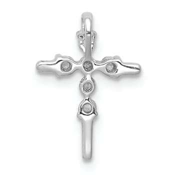 Rhodium Over 14k White Gold Diamond Cross Chain Slide Pendant