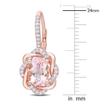 2.33ctw Morganite And 0.25ctw Diamond 10k Rose Gold Earrings