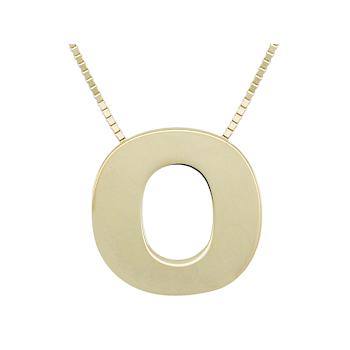 Block Letter O Initial Necklace In 10K Yellow Gold