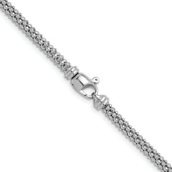 Rhodium Over Sterling Silver 4.5mm Popcorn Mesh 20 Inch Chain