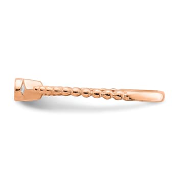 14K Rose Gold Scalloped Band Petite Round Diamond Ring 0.1ctw