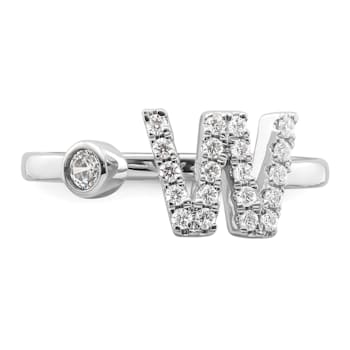Rhodium Over 14K White Gold Lab Grown Diamond VS/SI GH, Initial W
Adjustable Ring