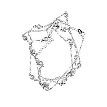 CZ Station Necklace In Sterling Silver 16 Inch