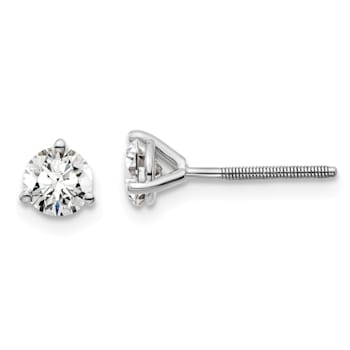 14K White Gold Lab Grown Diamond 2/3ctw VS/SI GH Screw Back 3-Prong Earrings