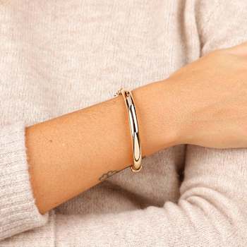 18K Yellow Gold Plated Over Sterling Silver 8 mm Bangle Bracelet