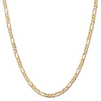 14k Yellow Gold 4.5mm Solid Concave Open Figaro 20 Inch Chain