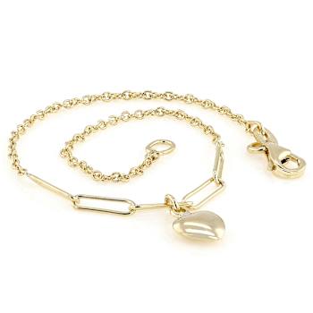 Puff Heart Charm Bracelet In 10K Gold