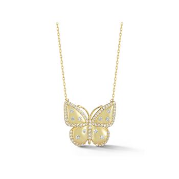 Sterling Statements 14K Yellow Gold Over Sterling Silver CZ Butterfly Necklace