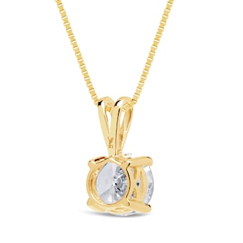 White Cubic Zirconia 14k Yellow Gold Pendant With Chain 2.00ctw