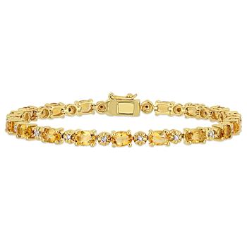 Citrine and Diamond Accent 18k Yellow Gold Over Sterling Silver Tennis
Bracelet 8.10ctw