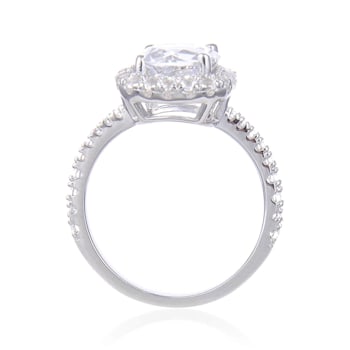 White Topaz Sterling Silver Halo Ring, 3.83ctw