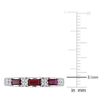 Ruby and Diamond 10K White Gold Ring 0.58ctw