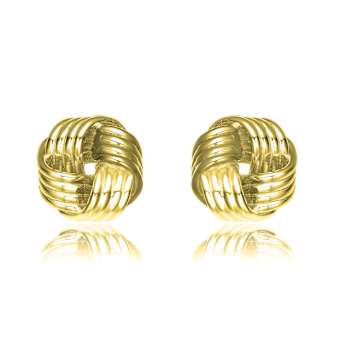 Twisted Knot Button Stud Earrings In 14K Gold Over Brass