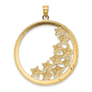 14K Two-tone Gold  Textured Stars in Round Frame Charm