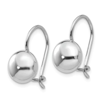 Rhodium Over 14k White Gold Polished Button Drop Earrings