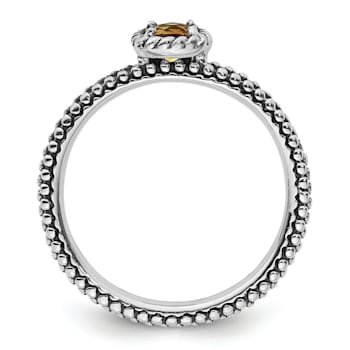 Sterling Silver Stackable Expressions Checker-cut Citrine Antiqued Ring 0.21ctw