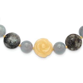 14K Yellow Gold Over Sterling Silver Agate, Labradorite, Jadeite 2-inch
Extension Necklace