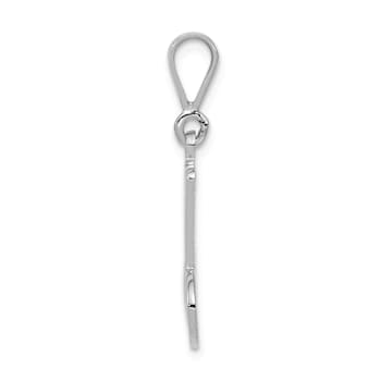 Rhodium Over 14k White Gold Solid Polished Script Filigree Textured
Letter M Initial Pendant