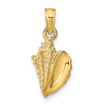 14k Yellow Gold Textured Conch Shell Pendant