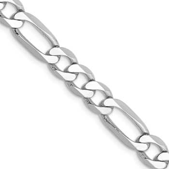 Rhodium Over 14k White Gold 6mm Solid Flat Figaro 18 Inch Chain