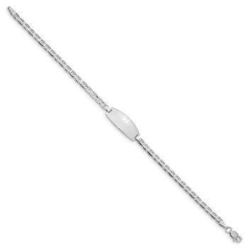 Rhodium Over 14k White Gold Children's Oval Mariner Link ID Bracelet
