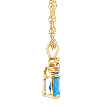 7x5mm Pear Shape Blue Topaz with Diamond Accents 14k Yellow Gold Pendant
With Chain