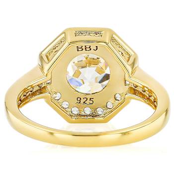 Diamond Simulant Old European Cut And White Zircon Ring In 18K Gold Over
Sterling Silver 3.28ctw