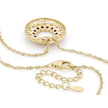Red Garnet, Lab Pink Sapphire, Lab Yellow Sapphire And White Zircon
Pendant Necklace In 18K Gold Over Sterling Silver