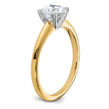 14K Yellow Gold With White Gold Accents 1 ct. D E F Pure Light Round
Moissanite Solitaire Ring