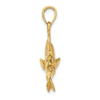 14k Yellow Gold 3D Textured Red Snapper Fish Charm