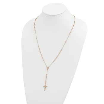 14K Yellow Gold Diamond-cut 3mm Beaded Semi-solid Rosary