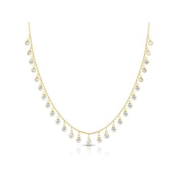 Sterling Statements 14K Yellow Gold Over Sterling Silver White Cubic
Zirconia Charm Necklace
