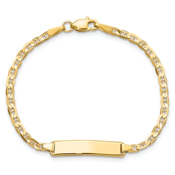 14k Yellow Gold Flat Mariner Link ID Bracelet