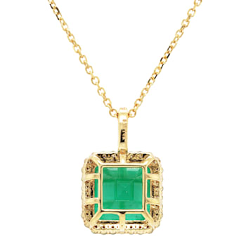 4.33 Ctw Emerald and 0.25 Ctw White Diamond Pendant in 14K YG