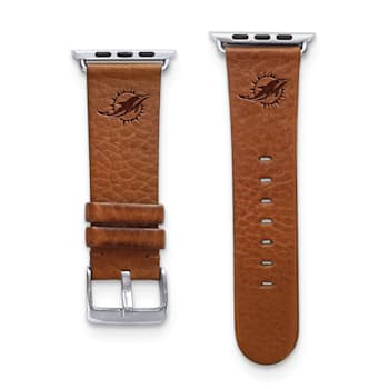 Gametime Miami Dolphins Leather Band fits Apple Watch (42/44mm S/M Tan).
Watch not included.