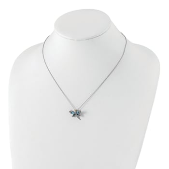 Rhodium Over Sterling Silver London Blue Topaz andDiamond Dragonfly
18" Necklace
