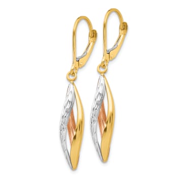 14k Tri-color Gold Diamond-Cut Dangle Earrings