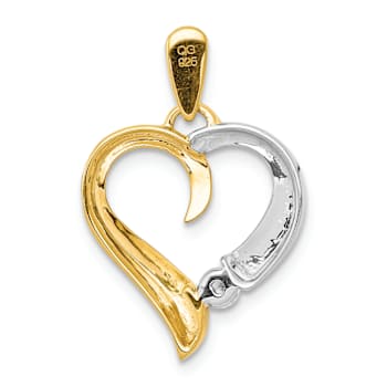 14k Yellow Gold and 14k White Gold Diamond Heart Pendant