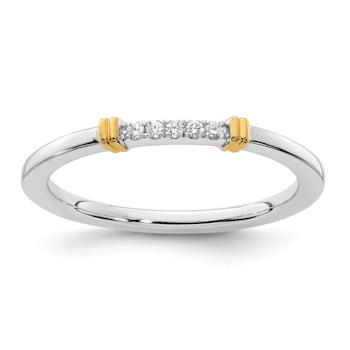 14K White and Yellow Gold Two Tone Stackable Expressions Diamond Ring 0.04ctw