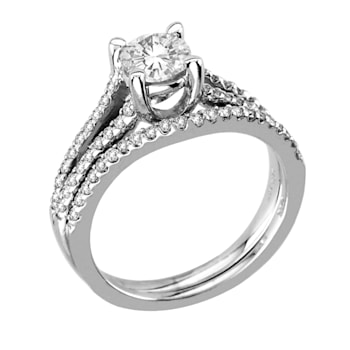 14K White Gold 1.10ctw Diamond Engagement Ring Set