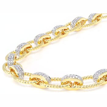 Diamond Station Link Necklace With Rope Design