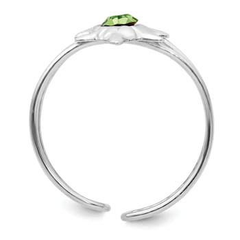 Rhodium Over Sterling Silver Cubic Zirconia Turtle Toe Ring