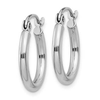 Rhodium Over 14k White Gold 9/16" Polished Tube Hoop Earrings