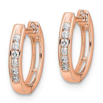 Diamond Hinged Hoop Earrings In 10K Rose Gold 0.12ctw