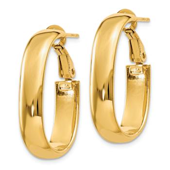 14k Yellow Gold 1 1/16" Oval Hoop Earrings