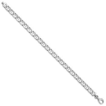 Rhodium Over 10k White Gold 6.5mm Hand Polished Fancy Mariner Link Bracelet