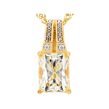 Diamond Simulant Rectangular Octagonal And White Zircon Pendant Necklace
In 18K Gold Over Sterling Silver 3.33ctw